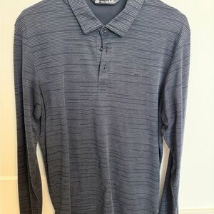 Travis Mathew Dark Gray Striped Polo Shirt